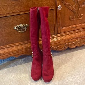 Size 6 suede red boots  worn once